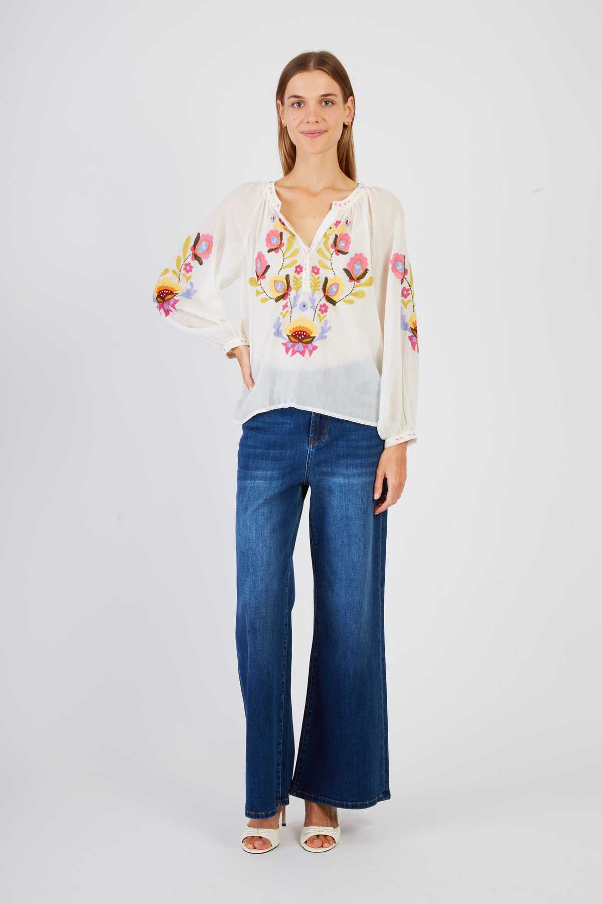 Derhy Blouse Brodée Manches Longues BARBERINE