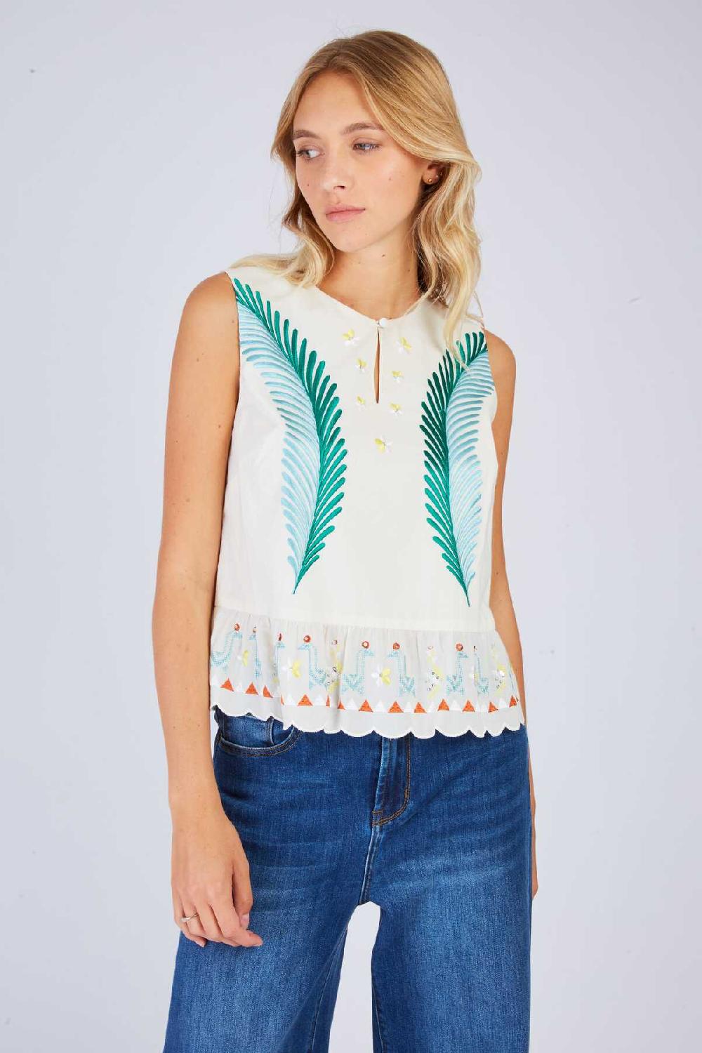 Derhy Blouse Brodée Sans Manches LAURE