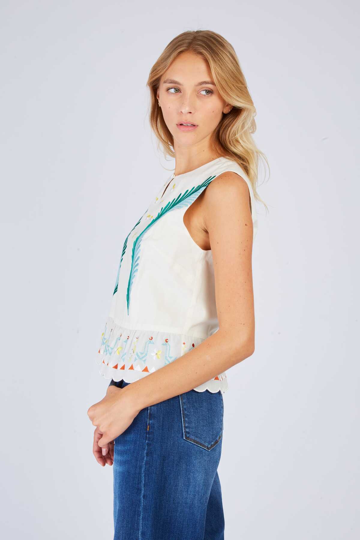 Derhy Blouse Brodée Sans Manches LAURE