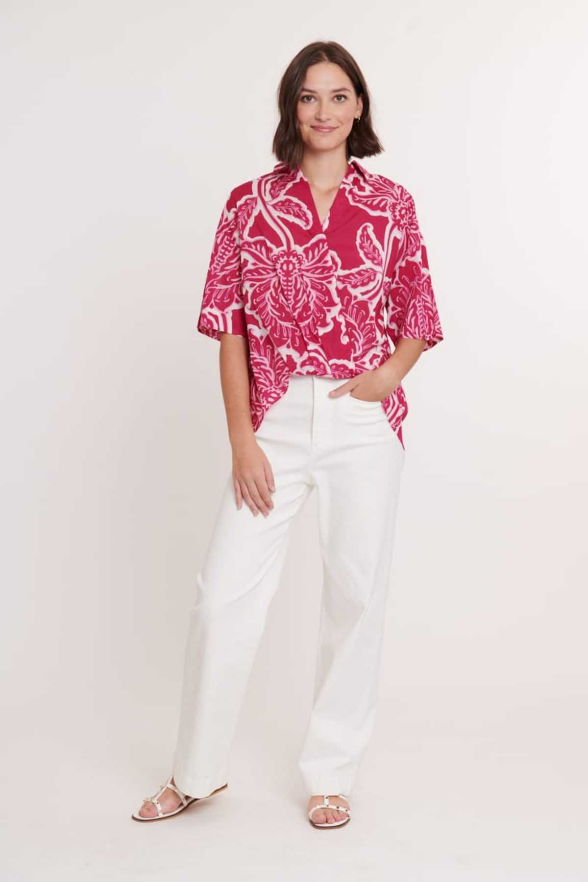 Derhy Blouse Imprimée Drapée En Coton EOLE