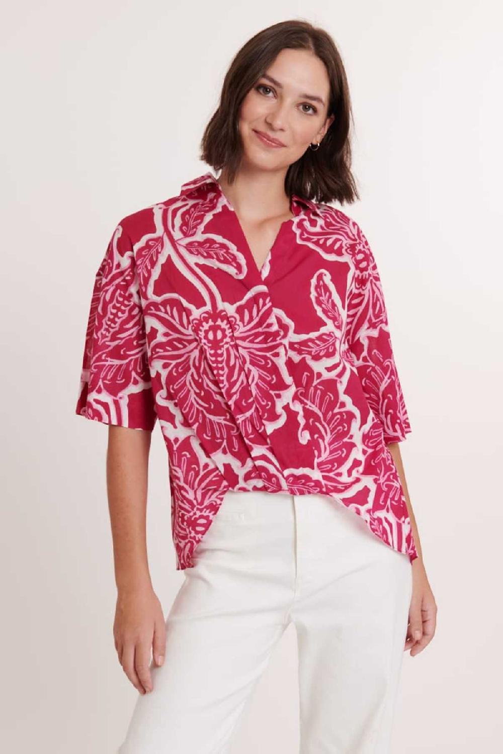 derhy Blouse imprimée drapée en coton EOLE