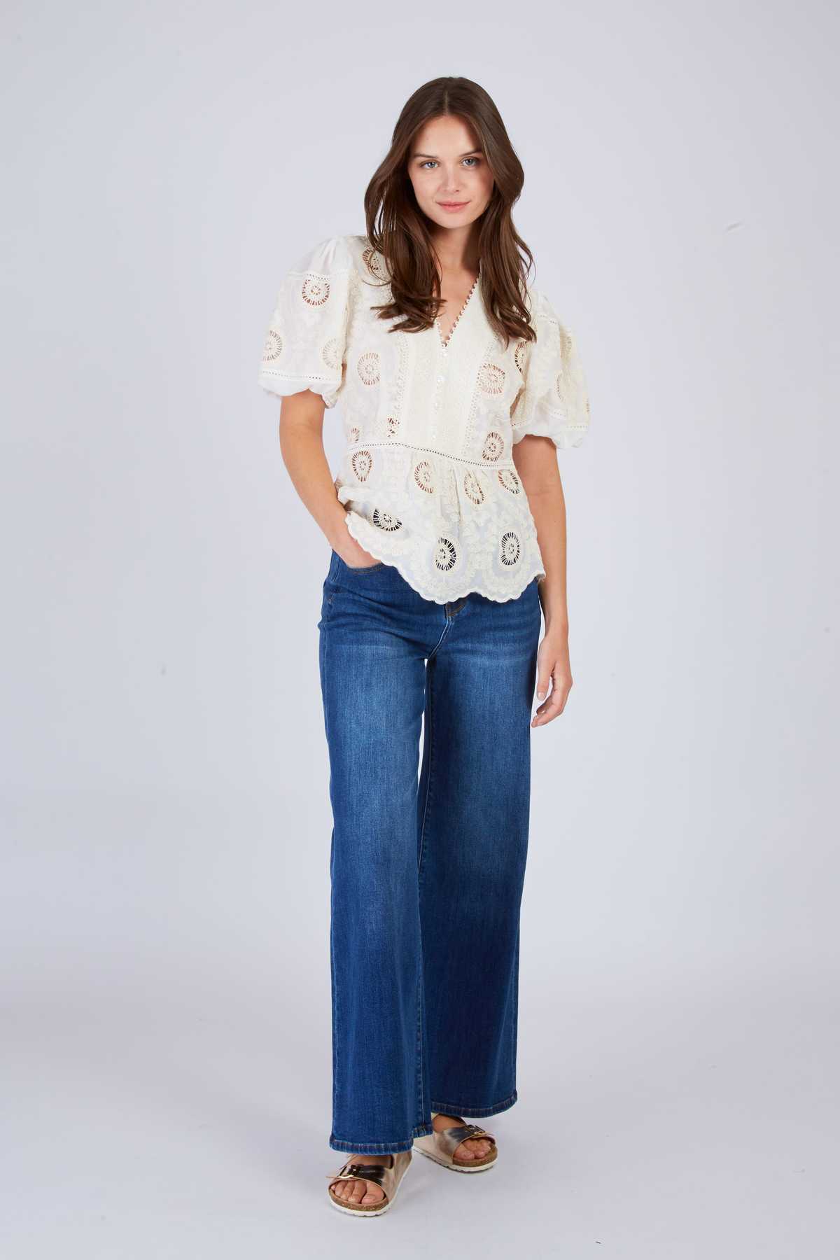 Derhy Blouse Unie Brodée LIDYE