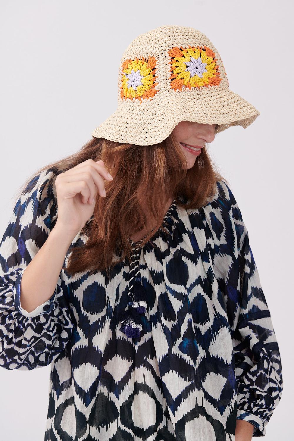 Derhy Chapeau Coloré à Fleurs En Crochet QUADRUPLE