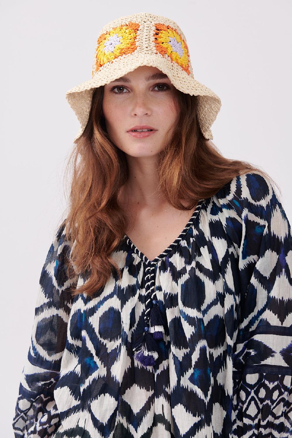 derhy Chapeau coloré à fleurs en crochet QUADRUPLE