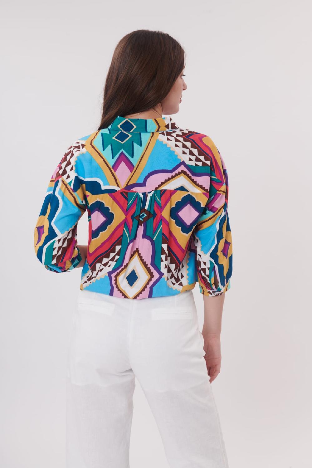 Derhy Chemise Courte Imprimée Manches 3/4 REX