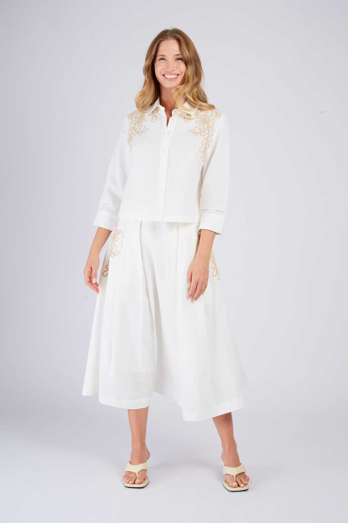 derhy Chemisier en lin brodé BABY