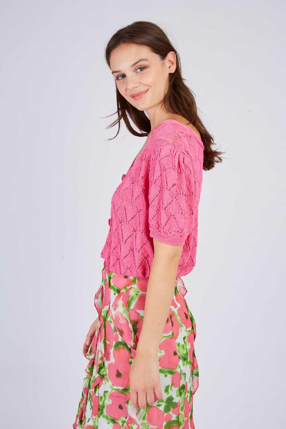 Derhy Gilet Court En Maille Ajourée FLORE