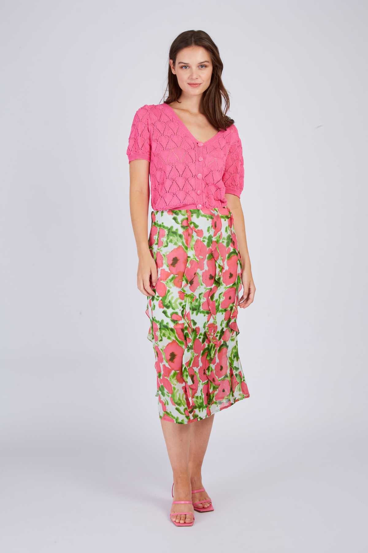 derhy Gilet court en maille ajourée FLORE