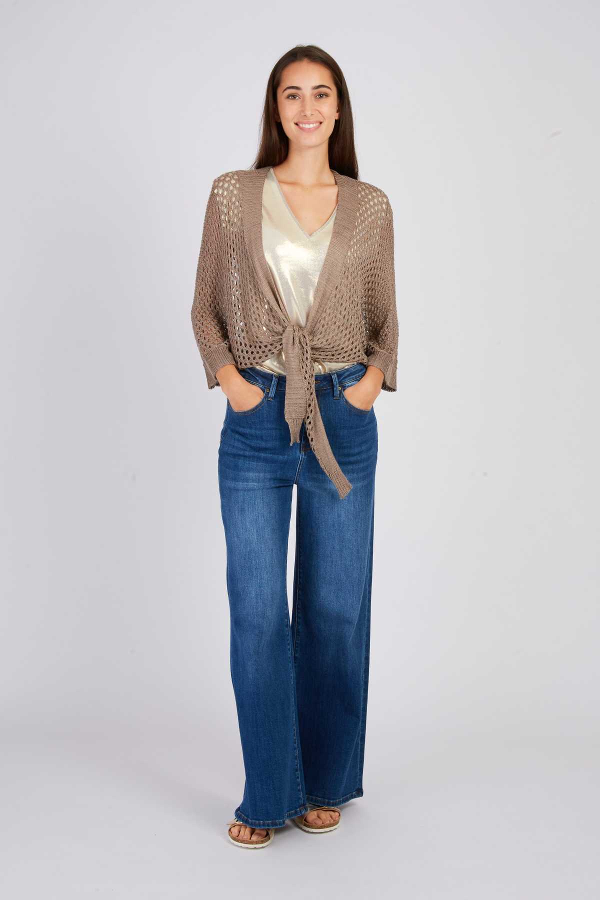 derhy Gilet uni en maille ajourée FORTUNE