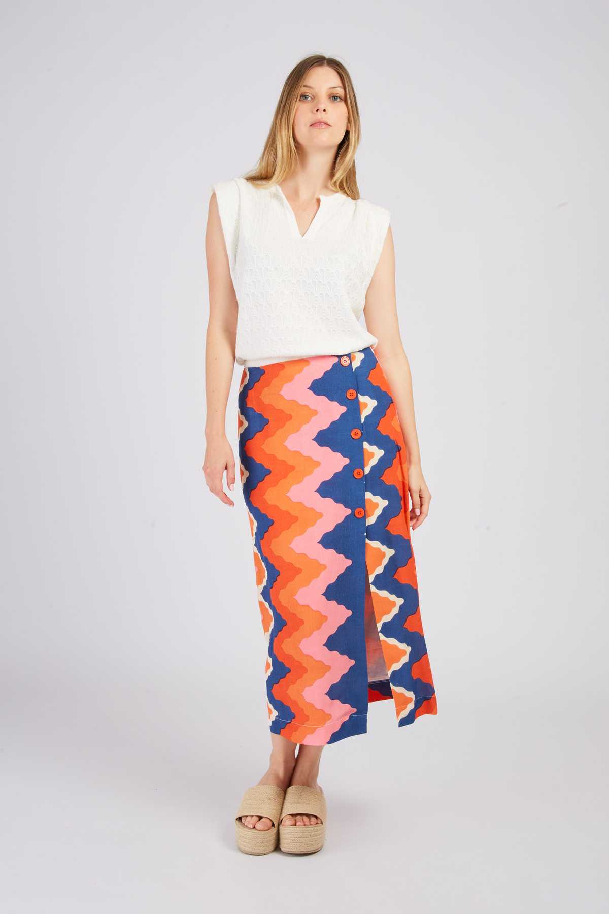 Derhy Jupe Fendu Imprimée AKEMI