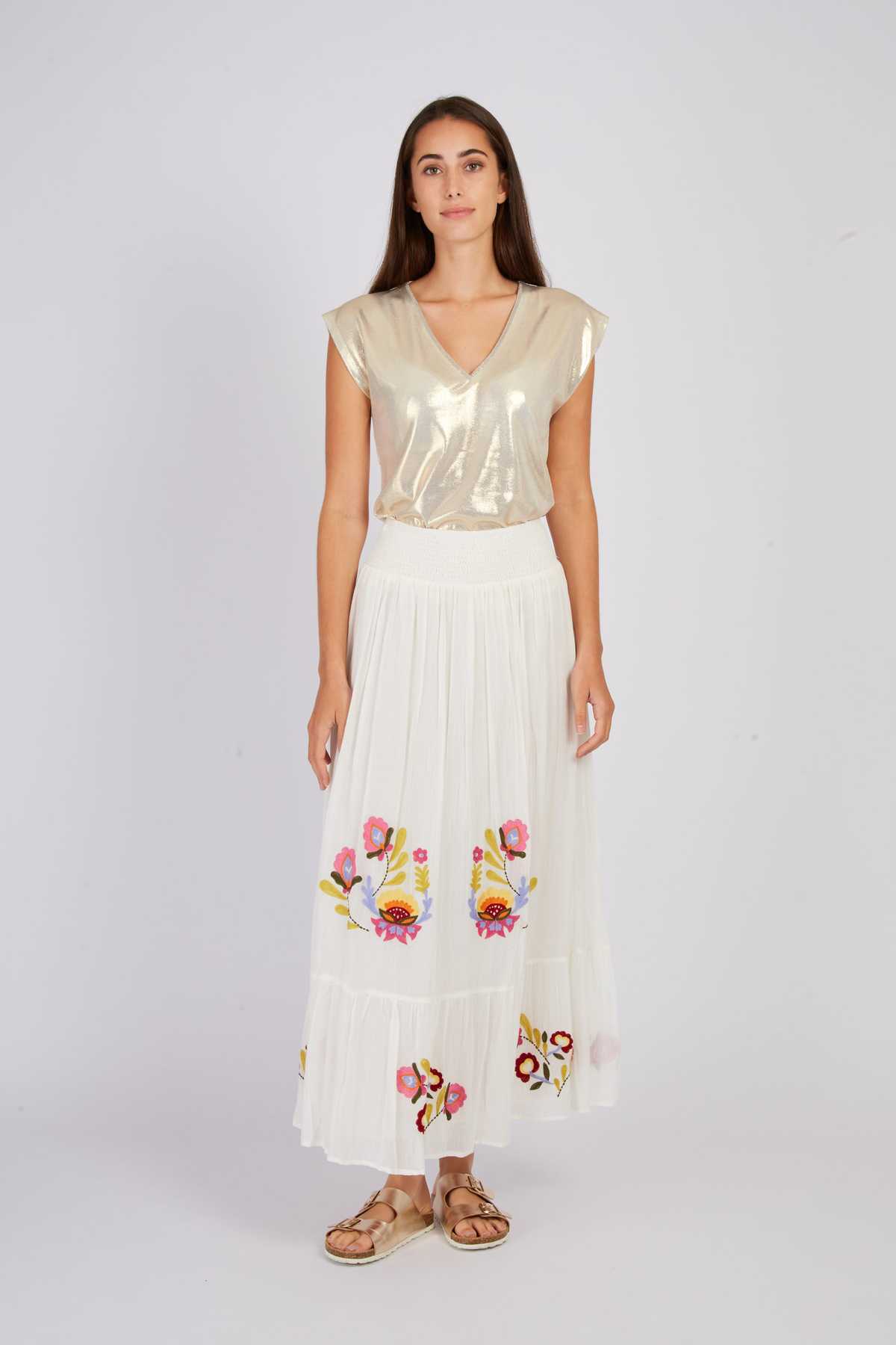 derhy Jupe longue brodée ALBERTINE