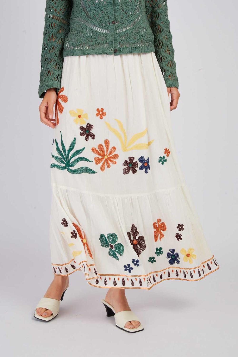 Derhy Jupe Longue Brodée ALBI