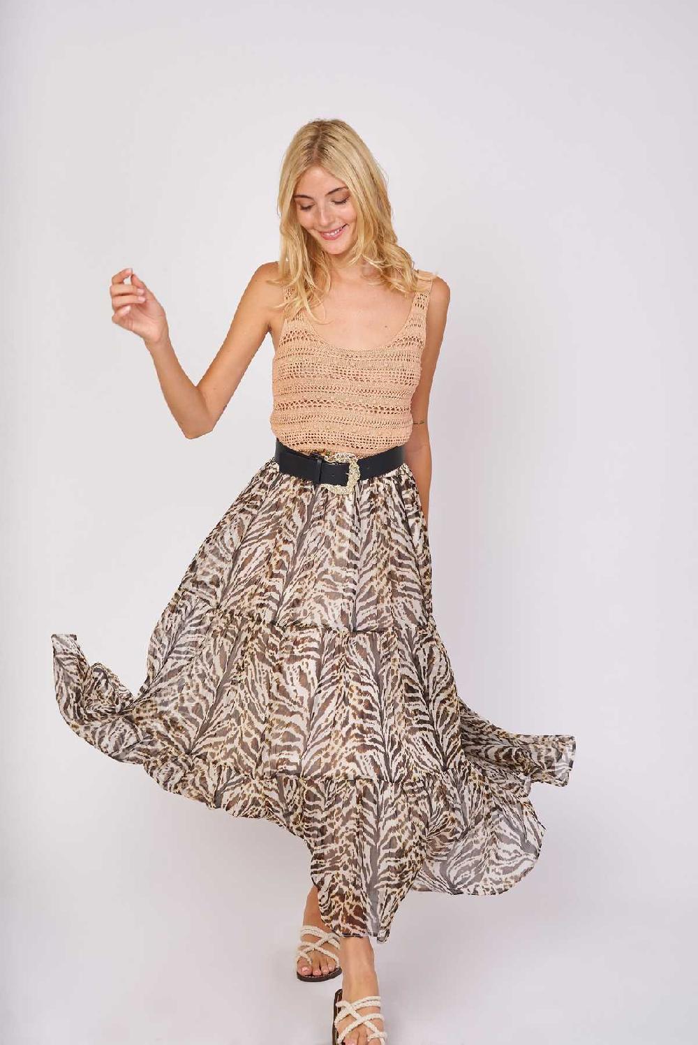 Derhy Jupe Longue Imprimée Voile FOLIE