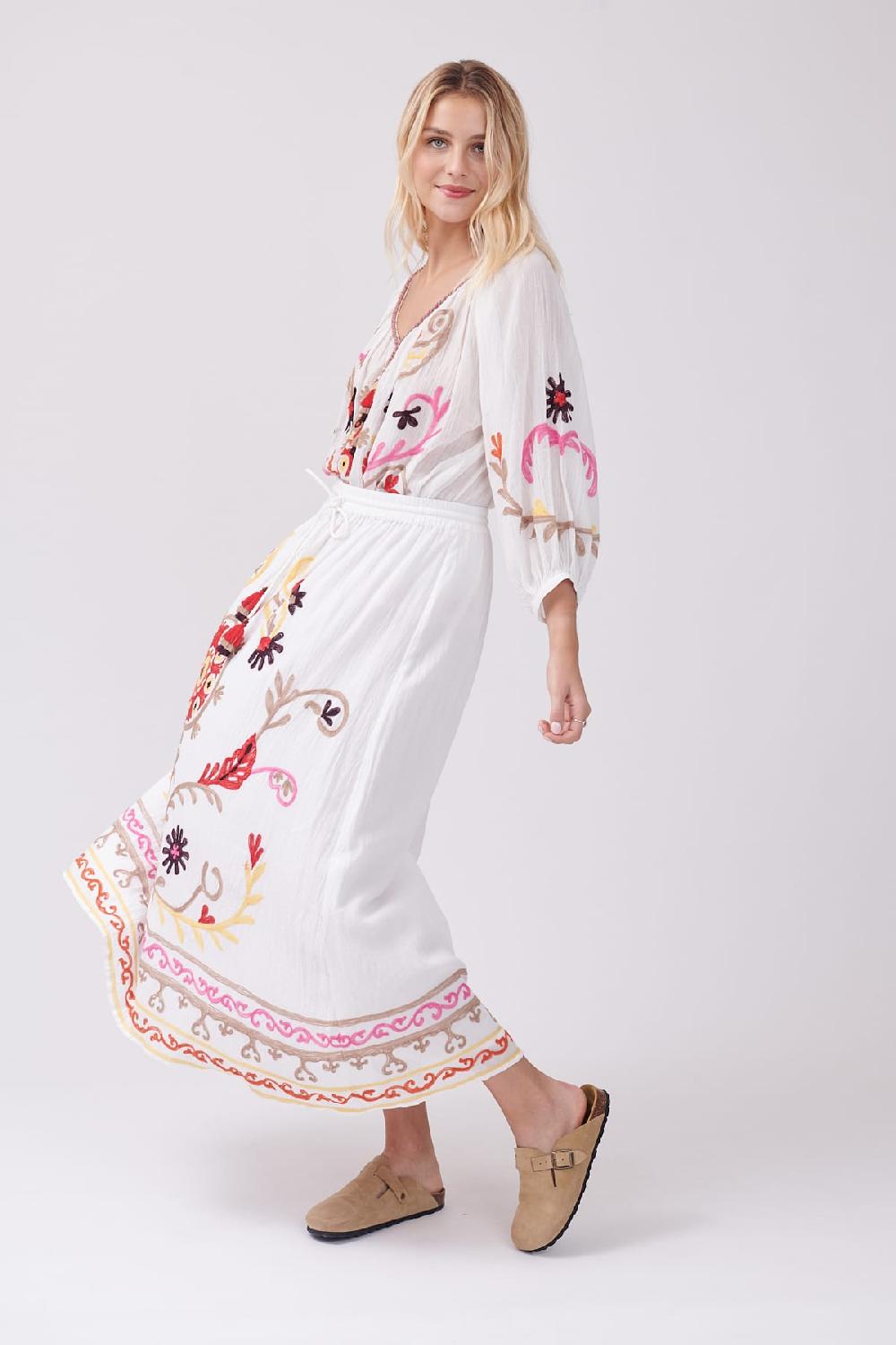 Derhy Jupe Longue Maxi Brodée VALLORIS