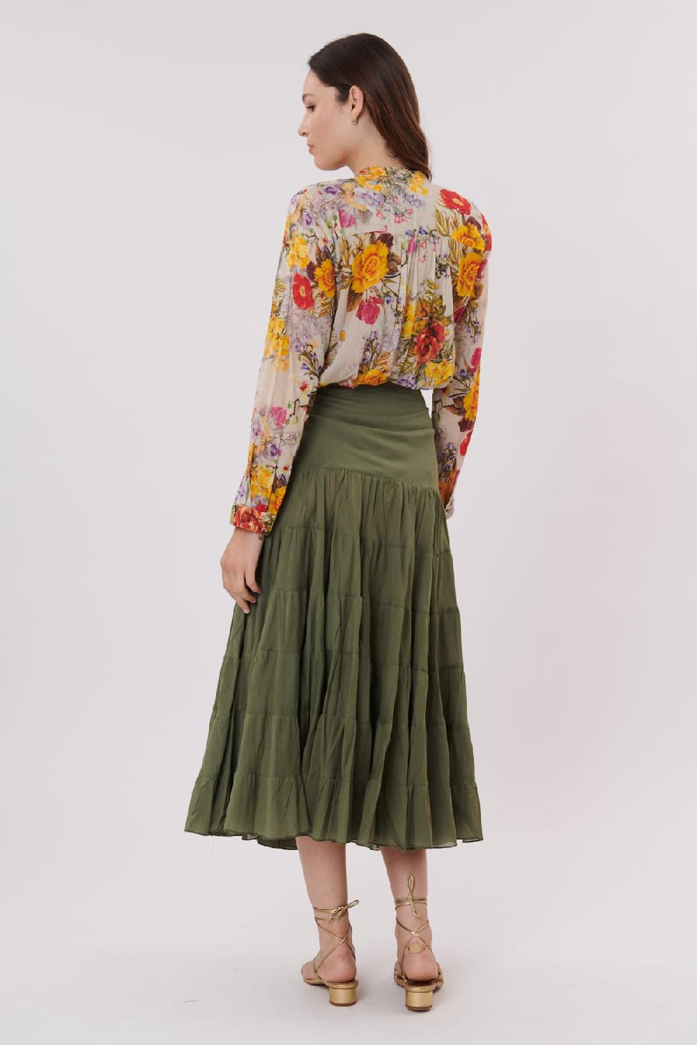 Derhy Jupe Longue Unie Avec Volants VELMA