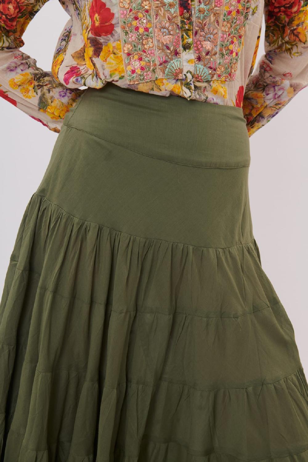 Derhy Jupe Longue Unie Avec Volants VELMA