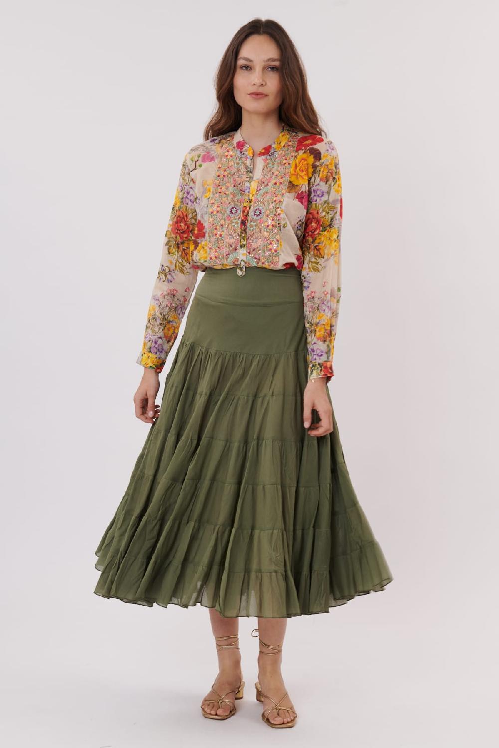 derhy Jupe longue unie avec volants VELMA