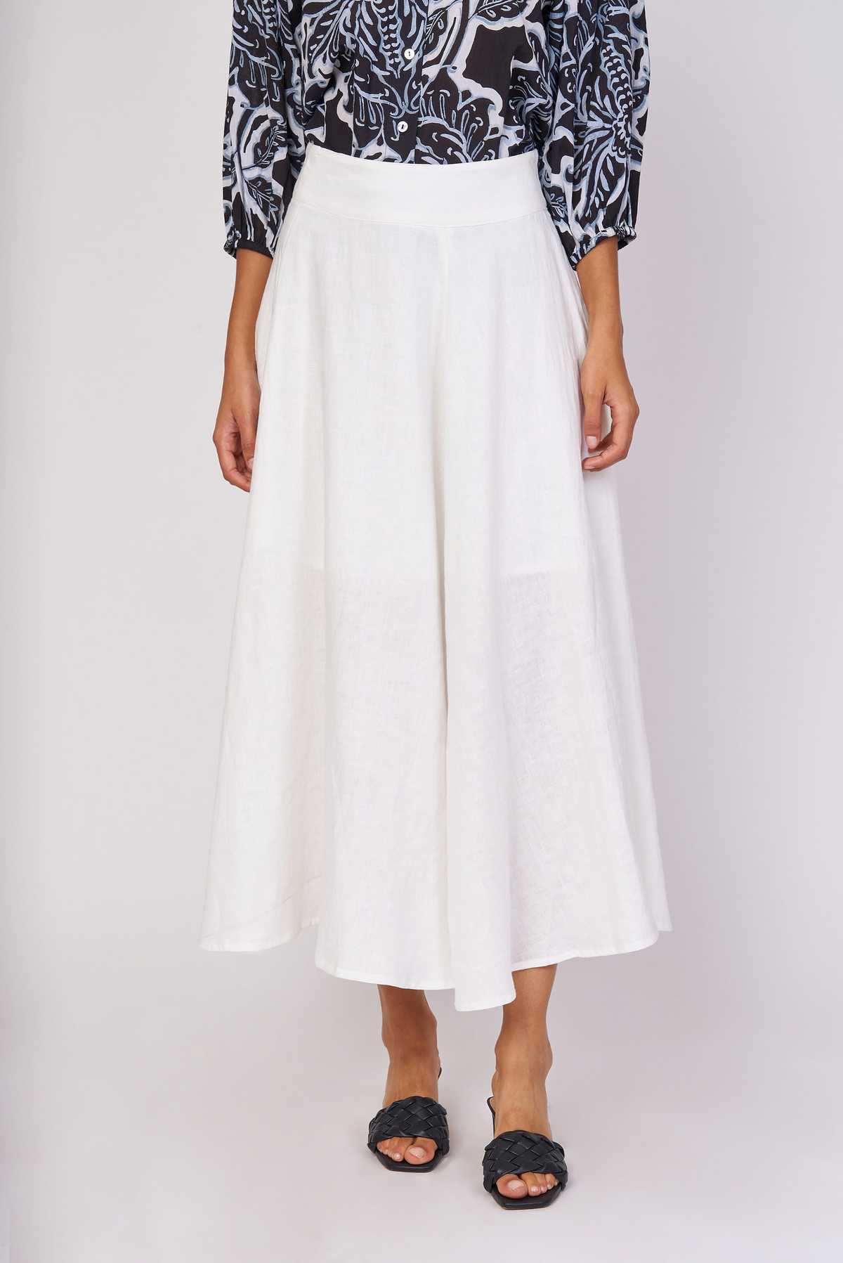 Derhy Jupe Midi Ample En Lin Uni FONTAINE