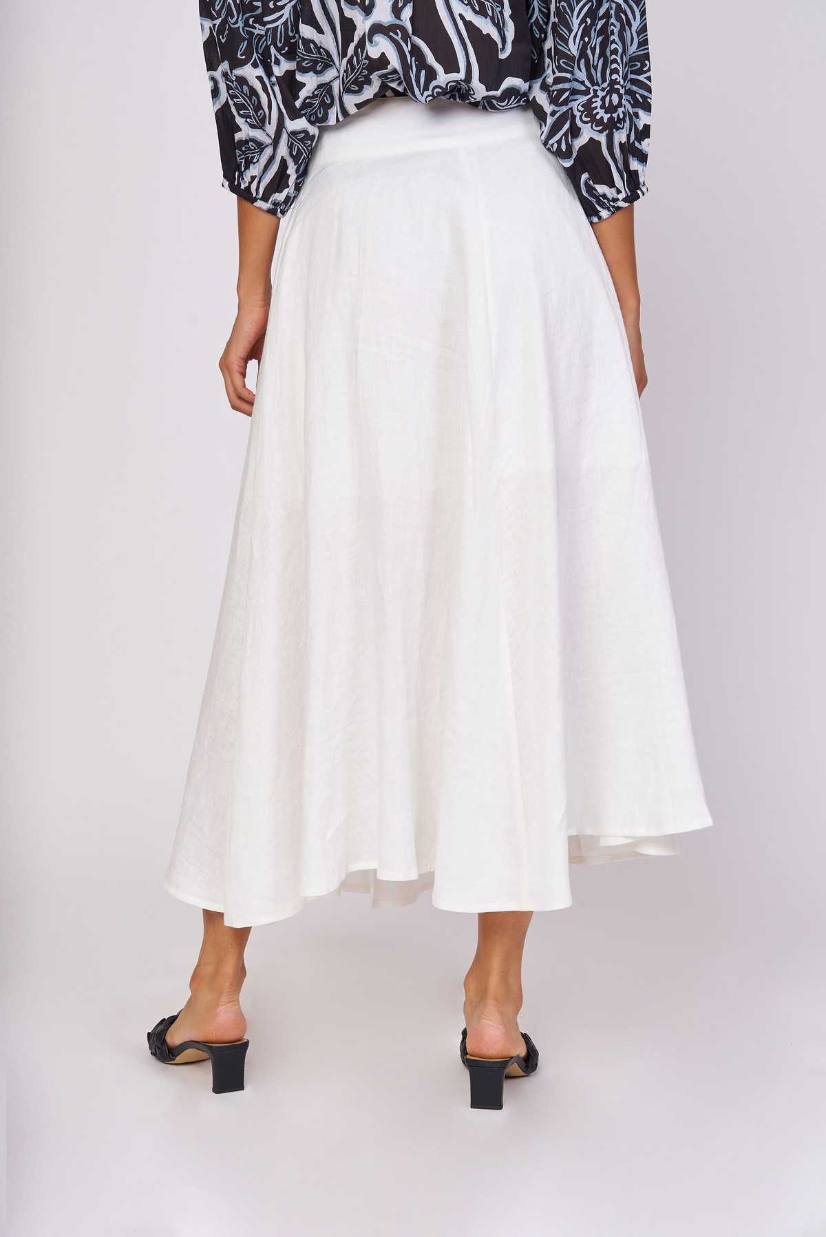 Derhy Jupe Midi Ample En Lin Uni FONTAINE