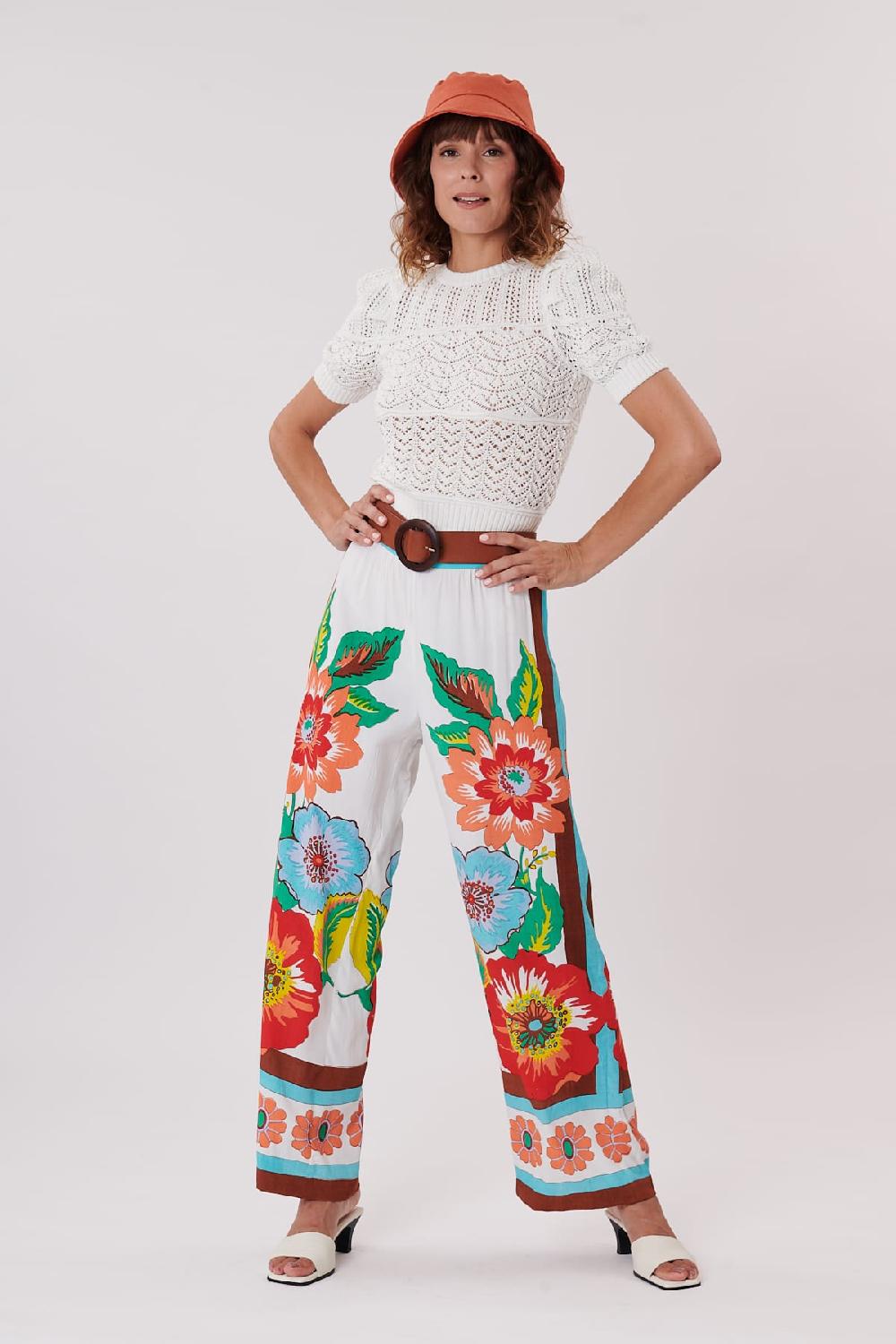 Derhy Pantalon Ample Imprimé Fleuri PALOMA