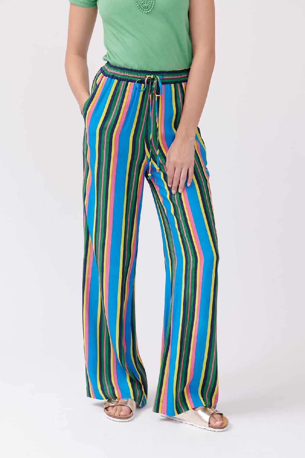 Derhy Pantalon Ample Rayé Taille élastiquée PATSY