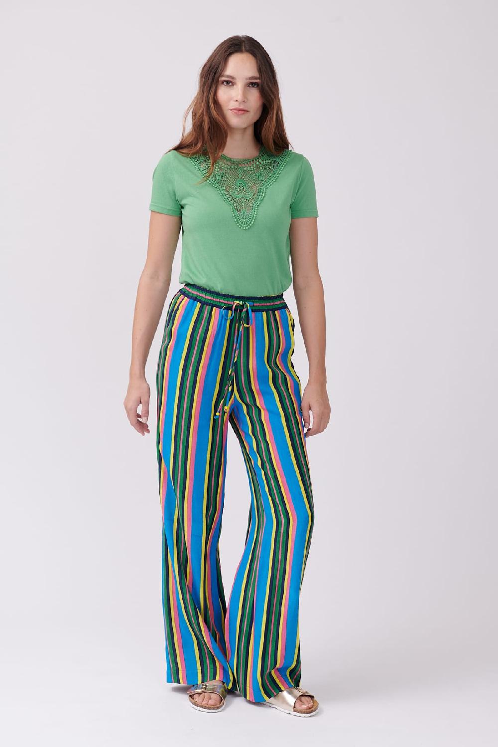 derhy Pantalon ample rayé taille élastiquée PATSY