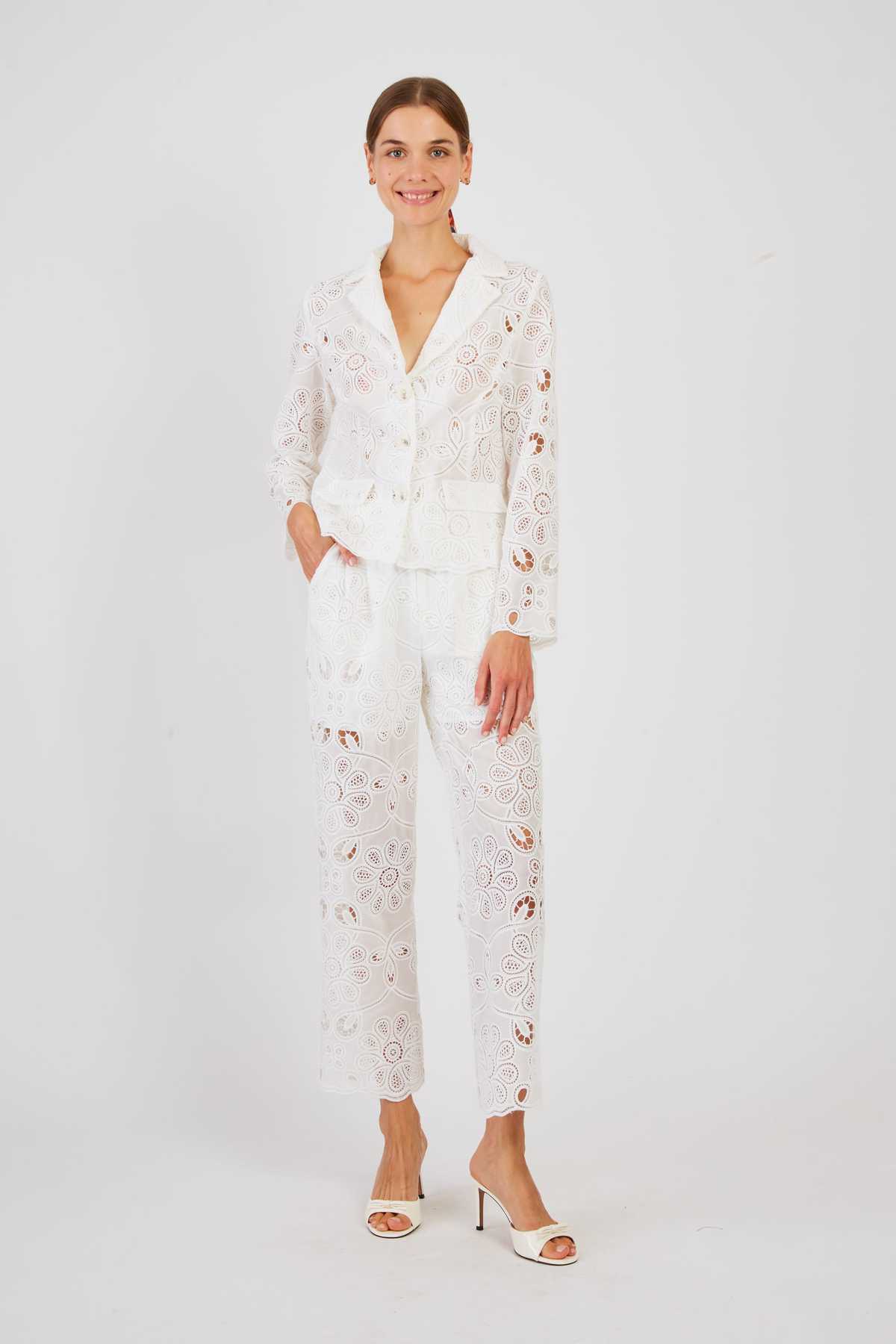 derhy Pantalon droit en dentelle DAMIENNE