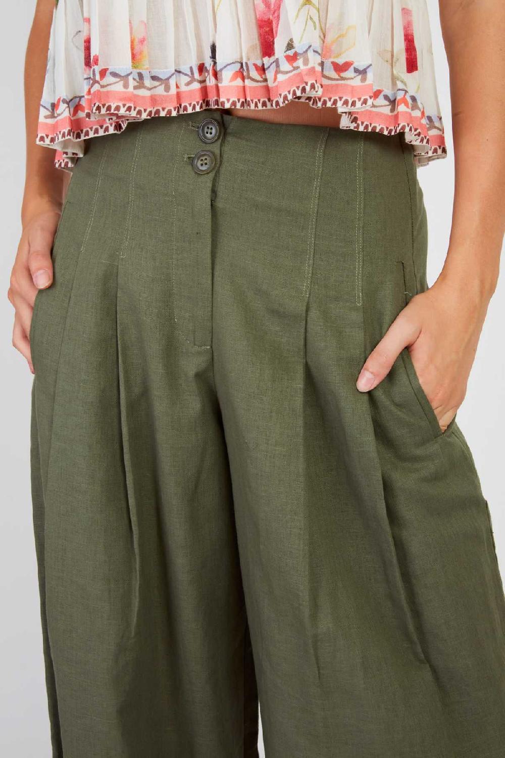 Derhy Pantalon Large Uni En Lin DAISY