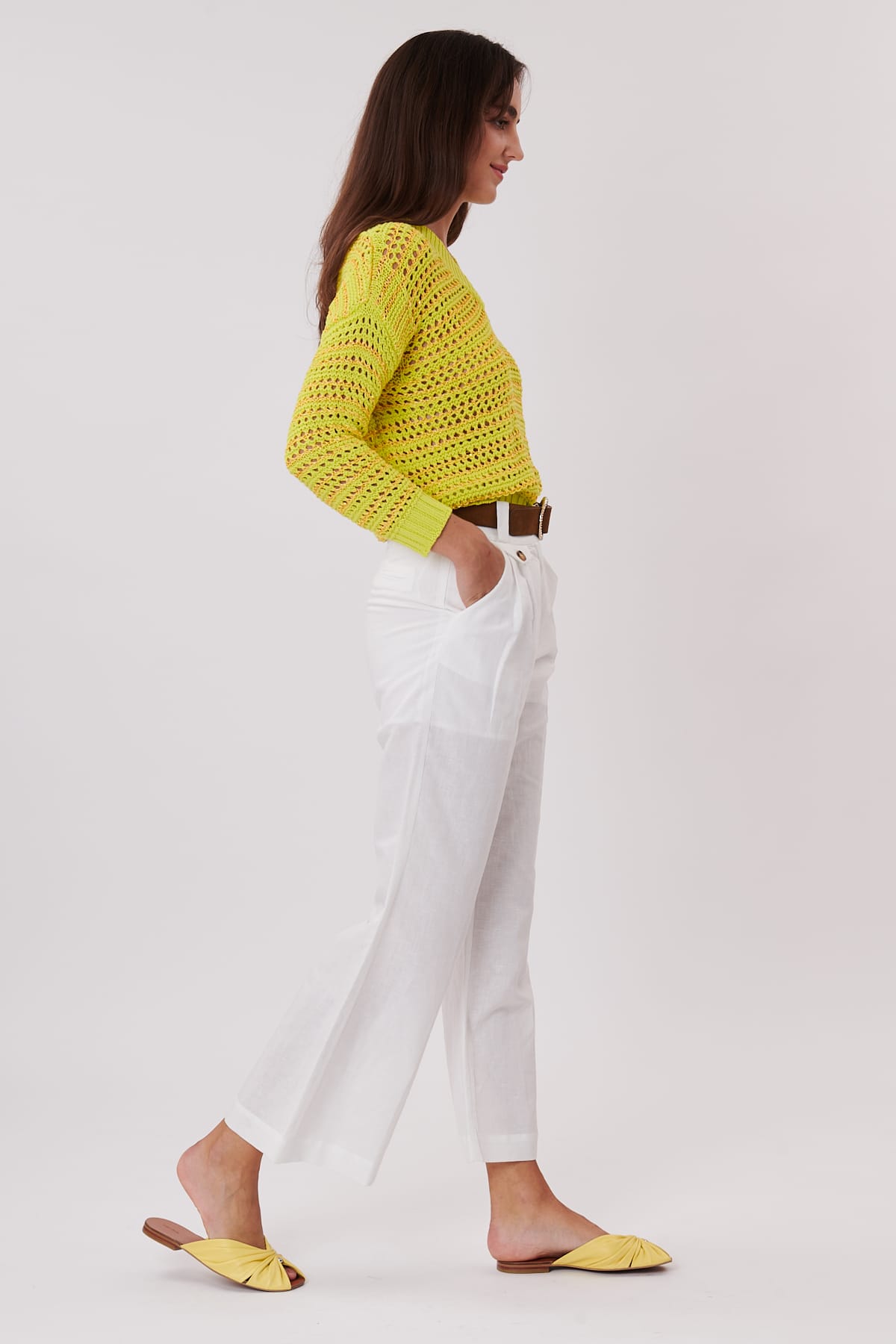 Derhy Pantalon Uni Ample à Pinces En Lin PALATINE