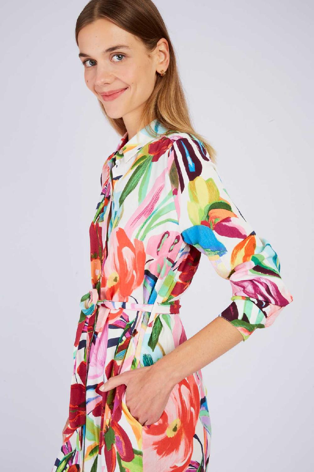 Derhy Robe Chemise Imprimé Floral PINK