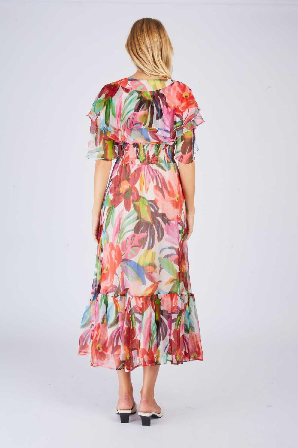 Derhy Robe Longue à Volant Imprimée PISTOIA