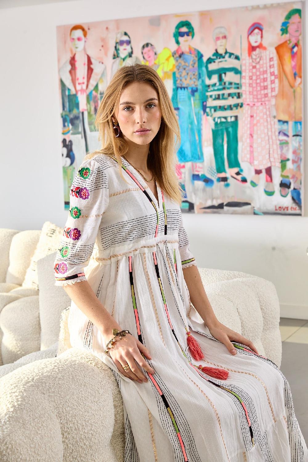 derhy Robe longue brodée CAMILLE