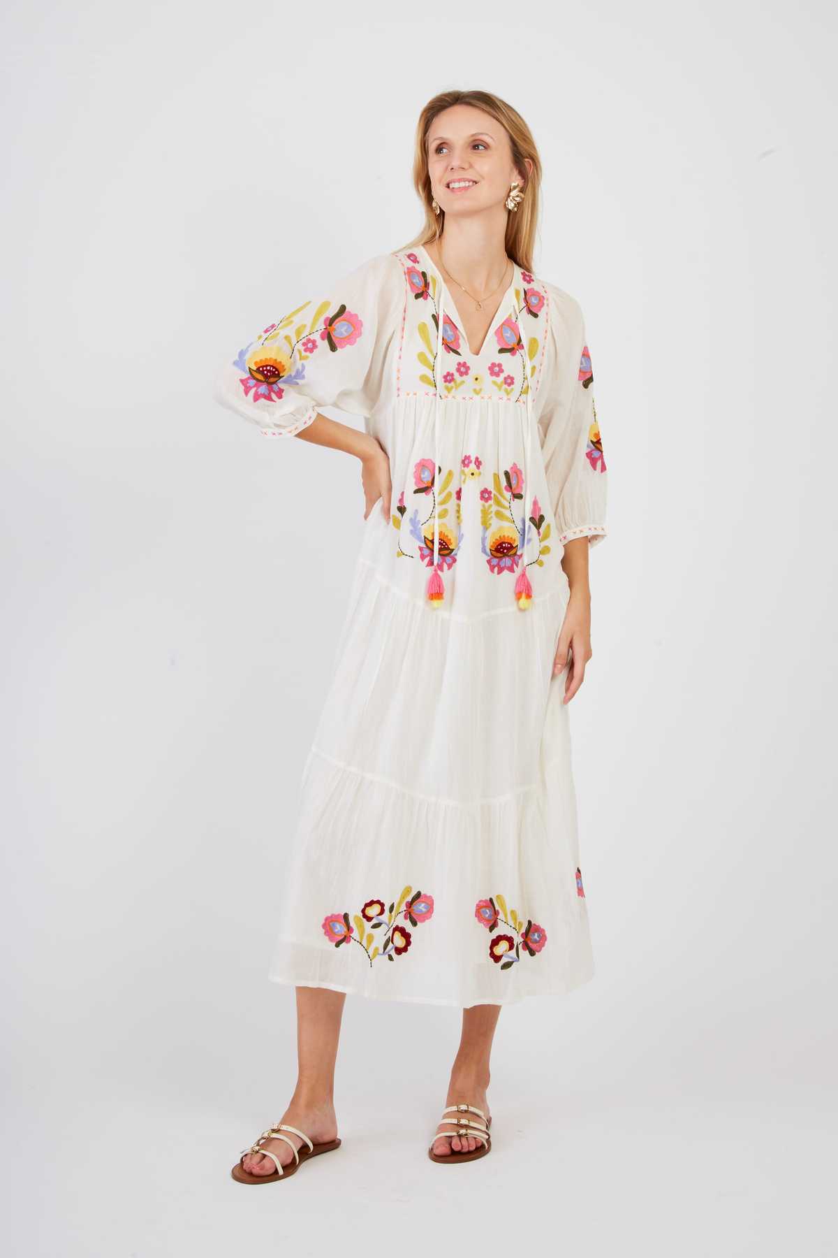 derhy Robe longue brodée CLAIRE