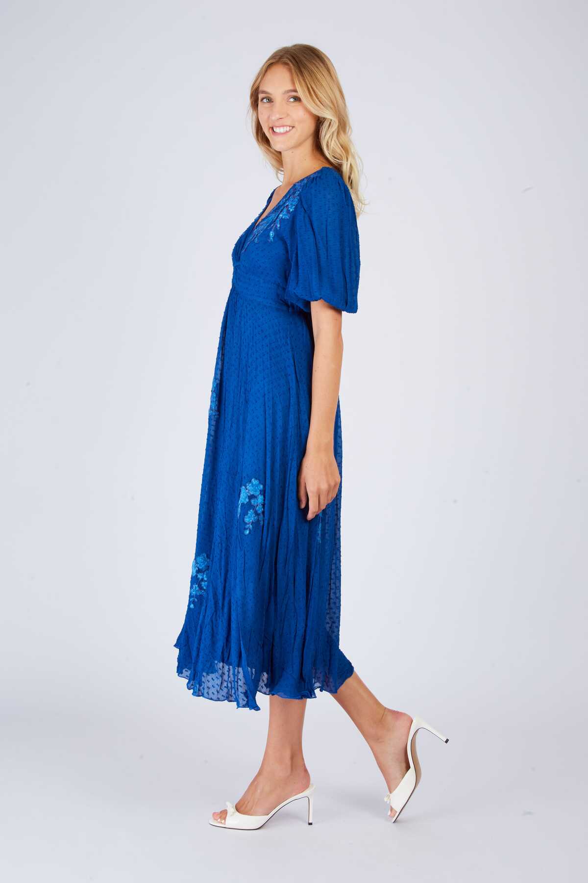 Derhy Robe Longue Brodée Unie CAPUCINE