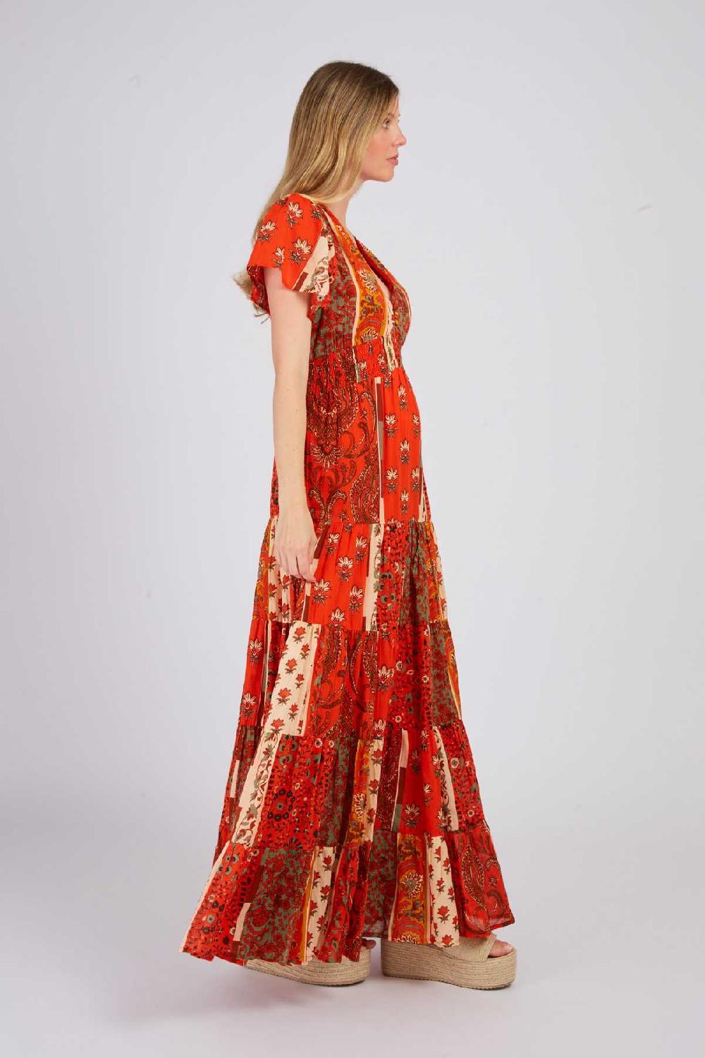 Derhy Robe Longue Imprimée Patchwork PAPILLE