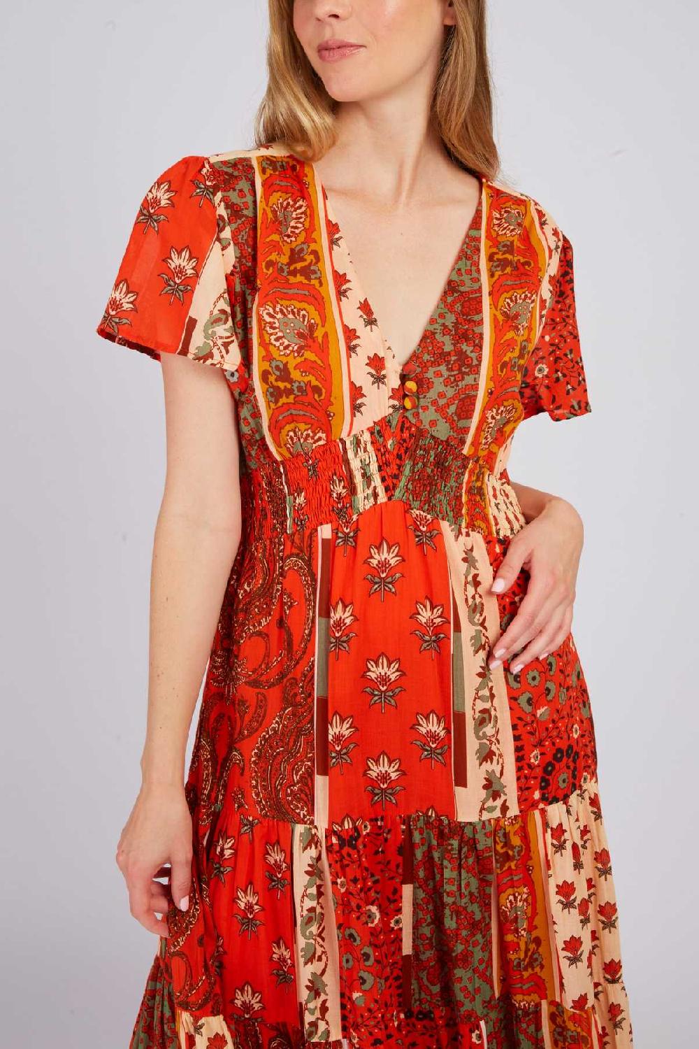 Derhy Robe Longue Imprimée Patchwork PAPILLE