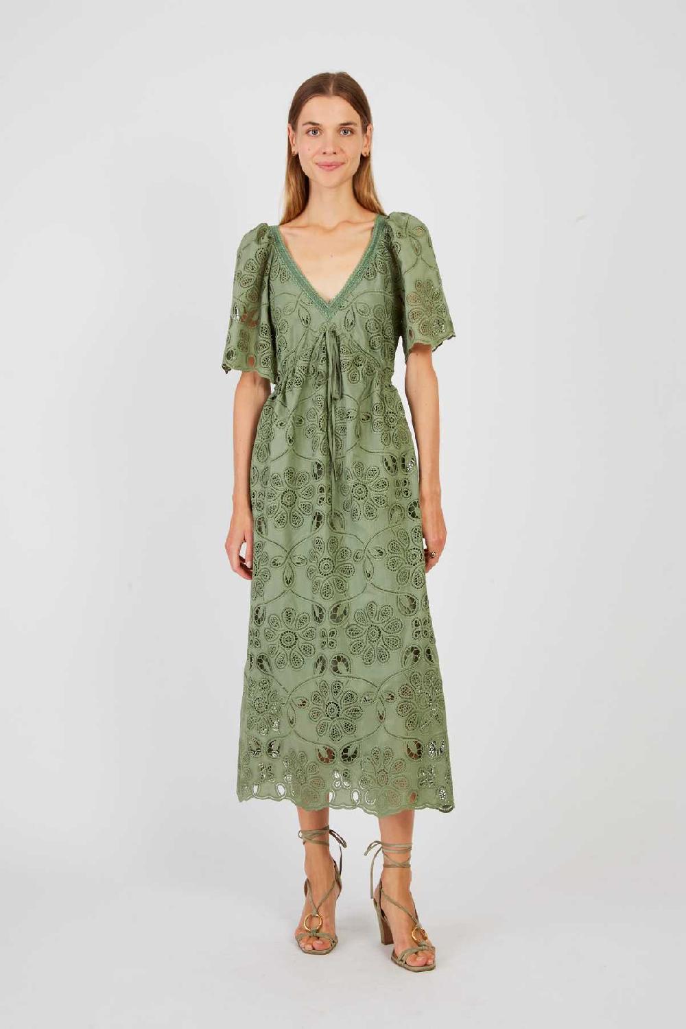 derhy Robe longue unie en dentelle CALYPSO