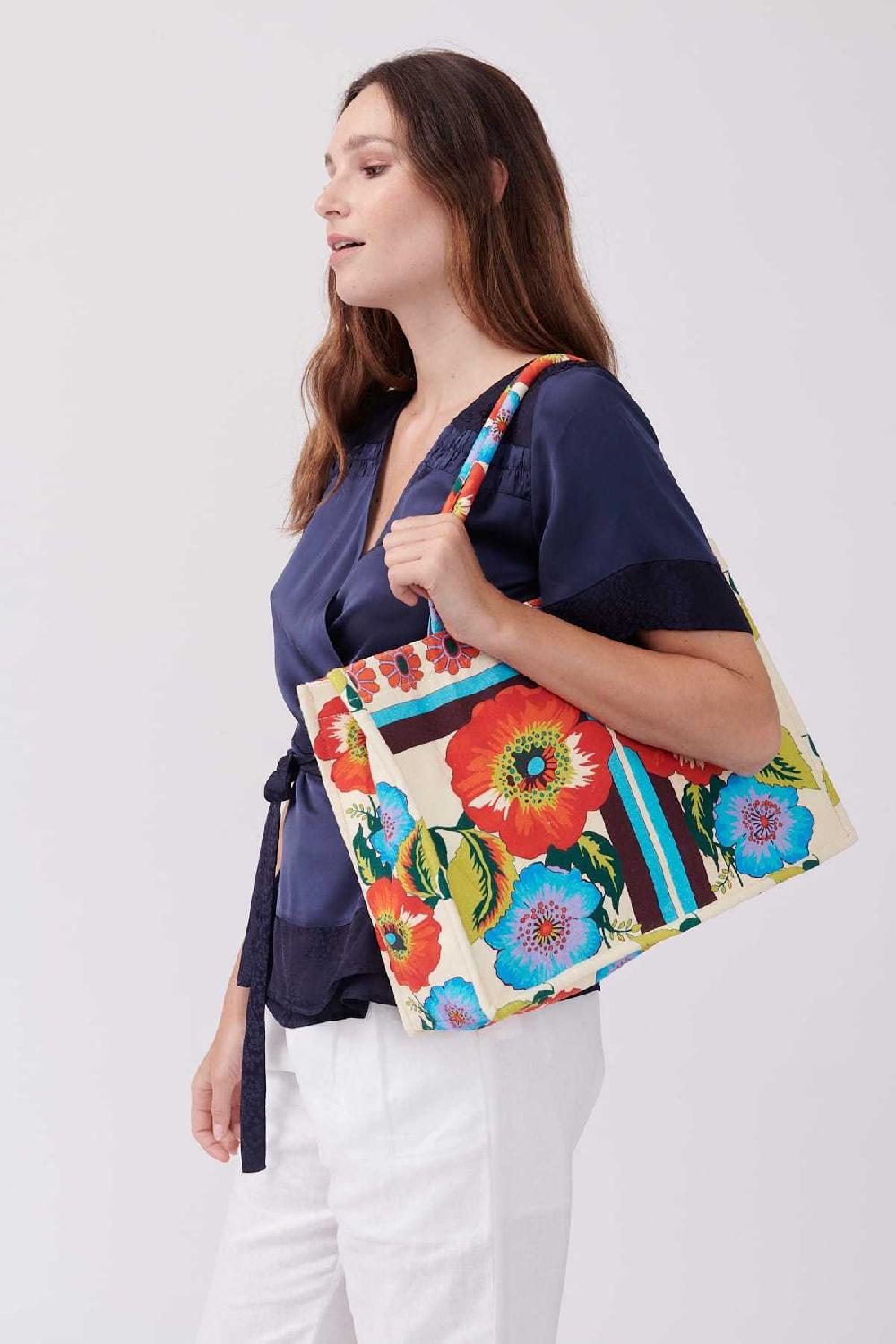 Derhy Sac Cabas Imprimé Floral En Coton QUIBERON