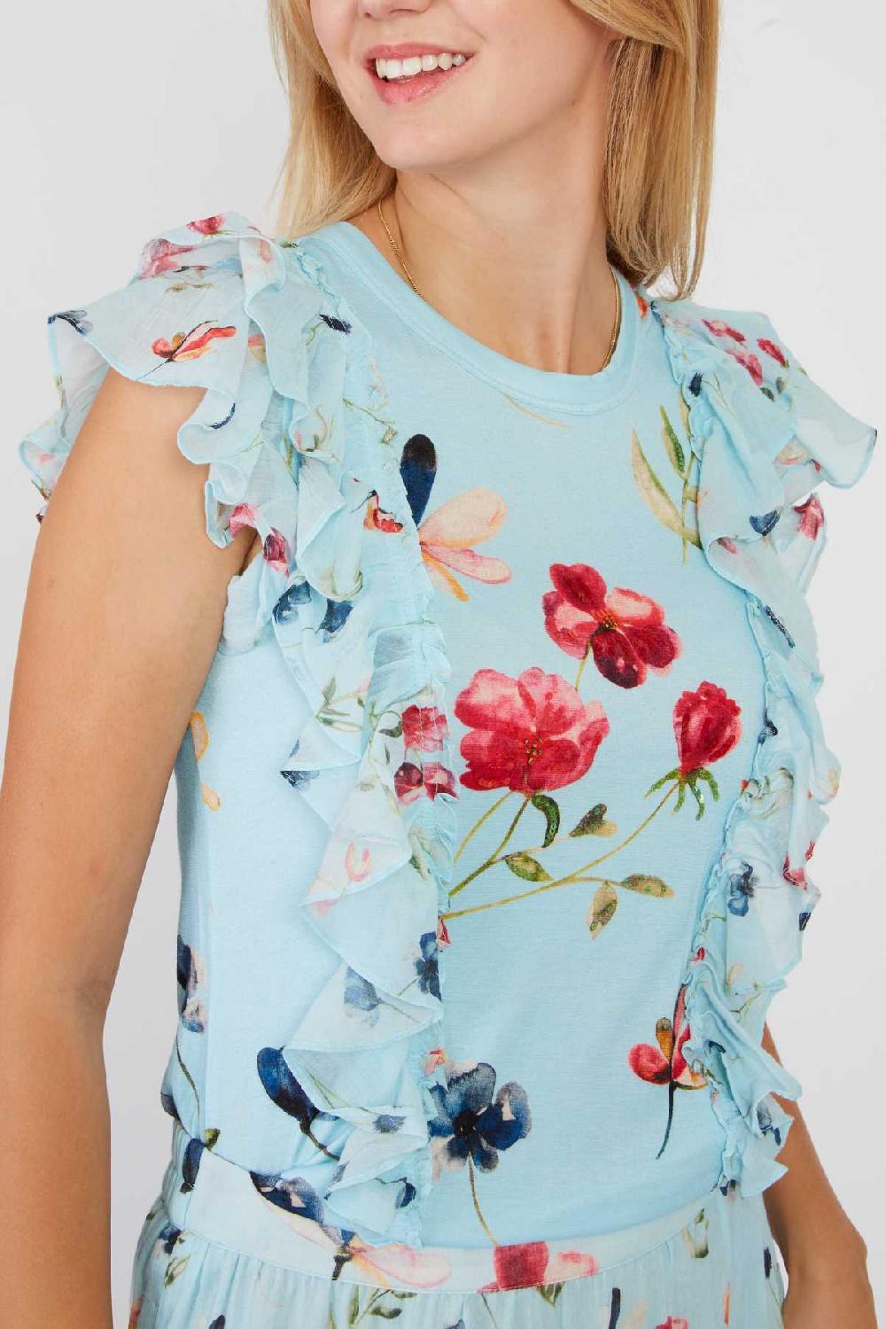 Derhy Tee Shirt Imprimé à Volants ZONZA