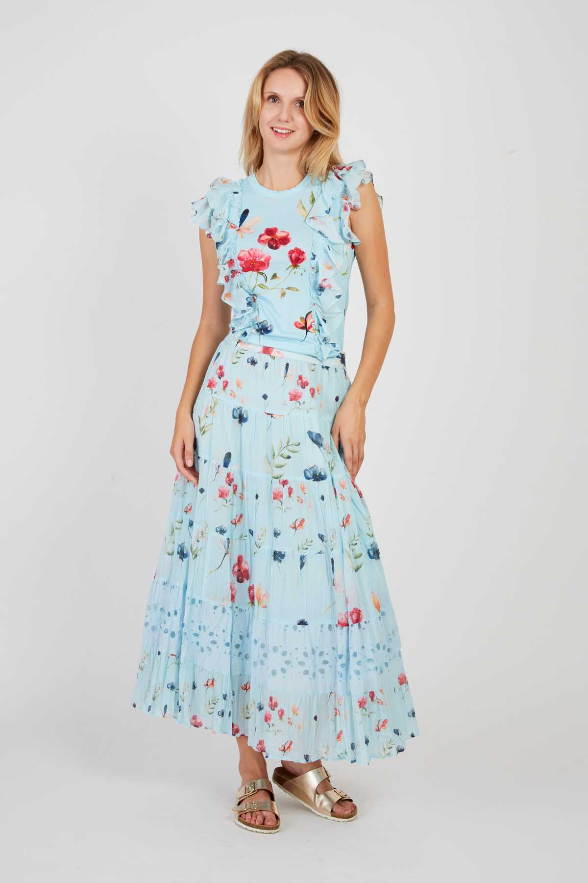 derhy Tee shirt imprimé à volants ZONZA