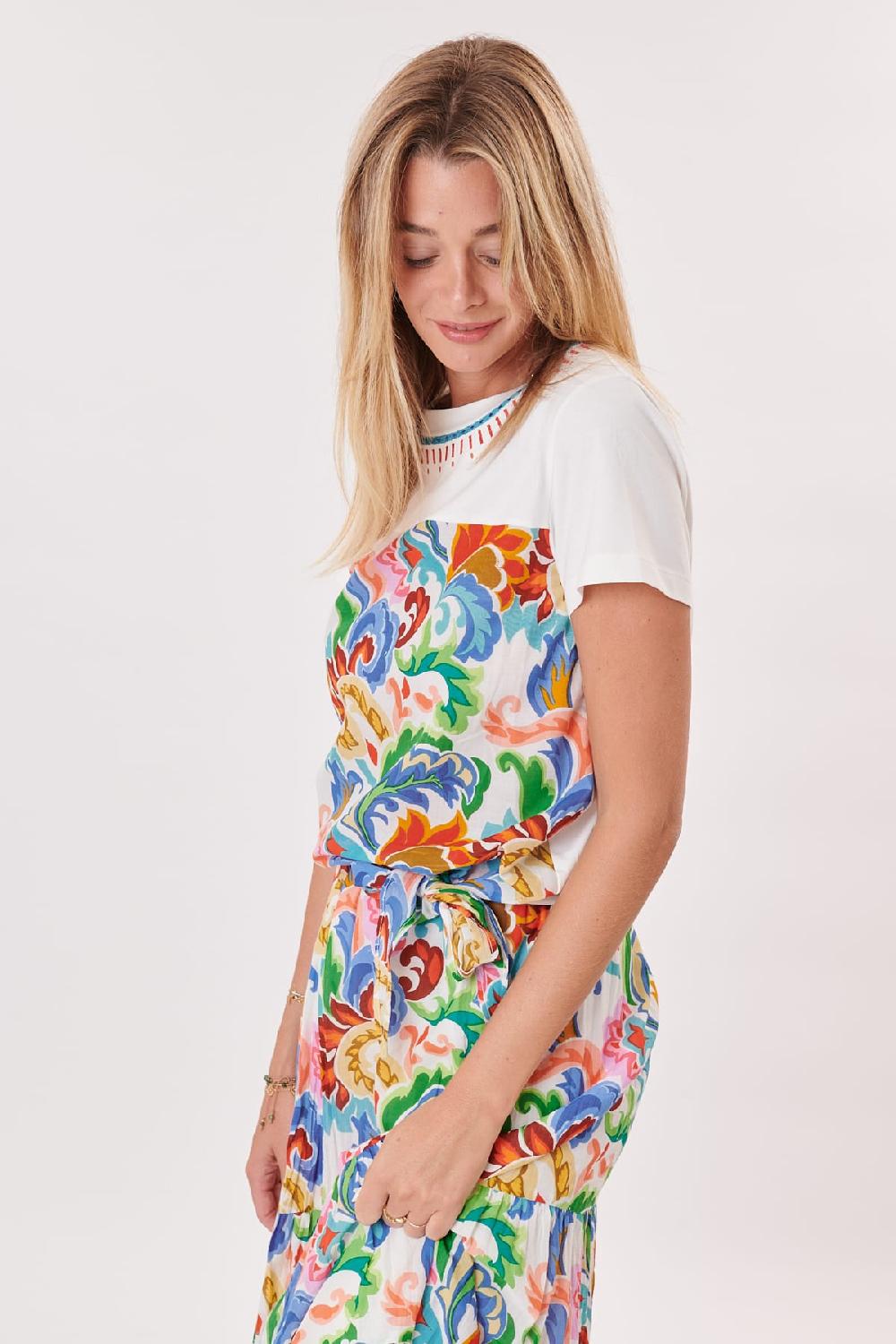 Derhy Tee-shirt Imprimé Col Rond Brodé KLOE