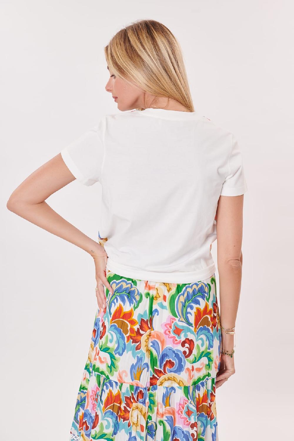 Derhy Tee-shirt Imprimé Col Rond Brodé KLOE