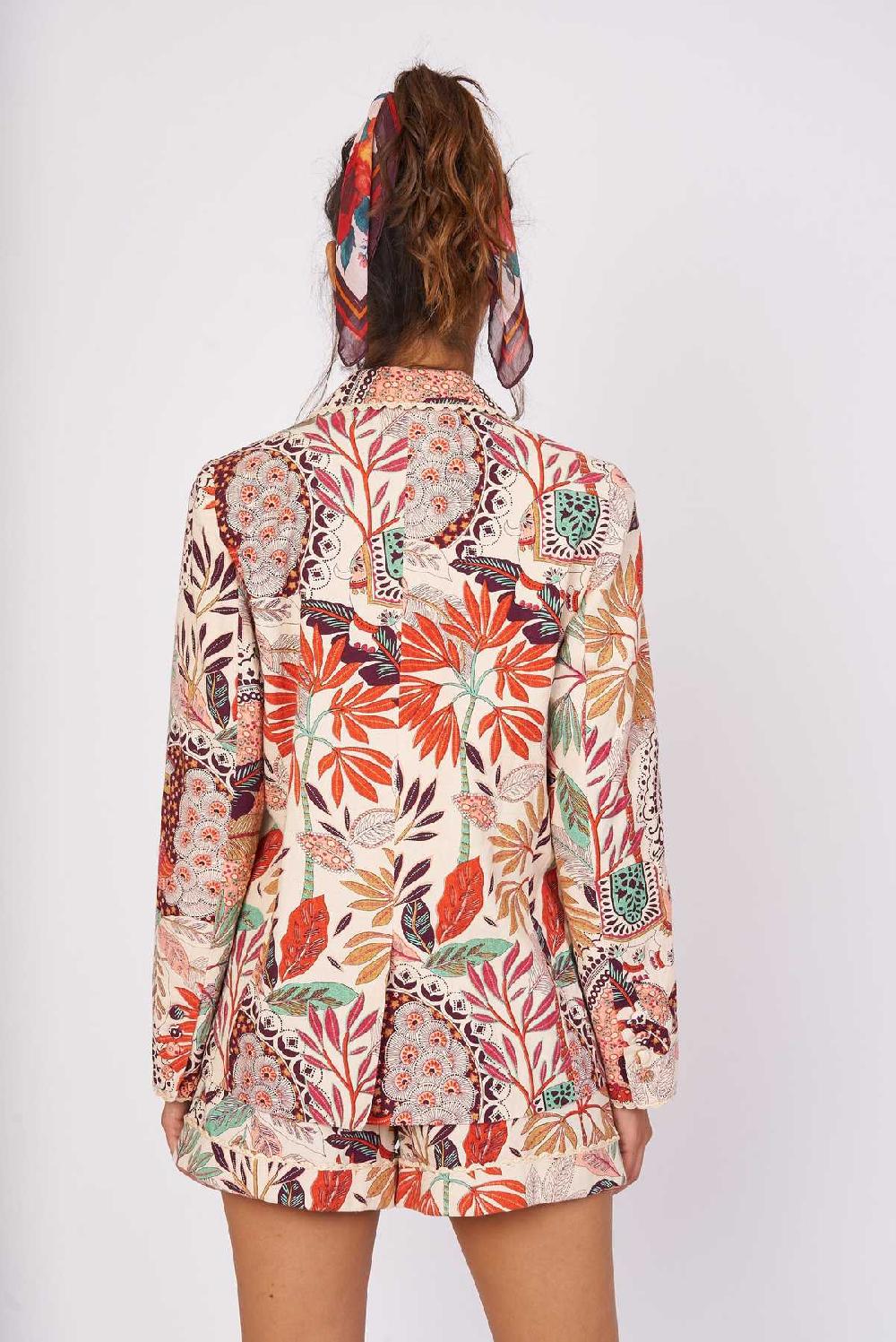 Derhy Veste Blazer Imprimée Coton Lin IGUAZU