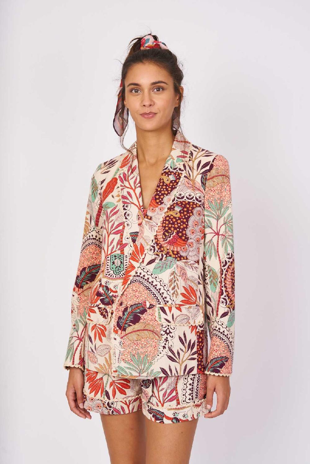 derhy Veste blazer imprimée coton lin IGUAZU