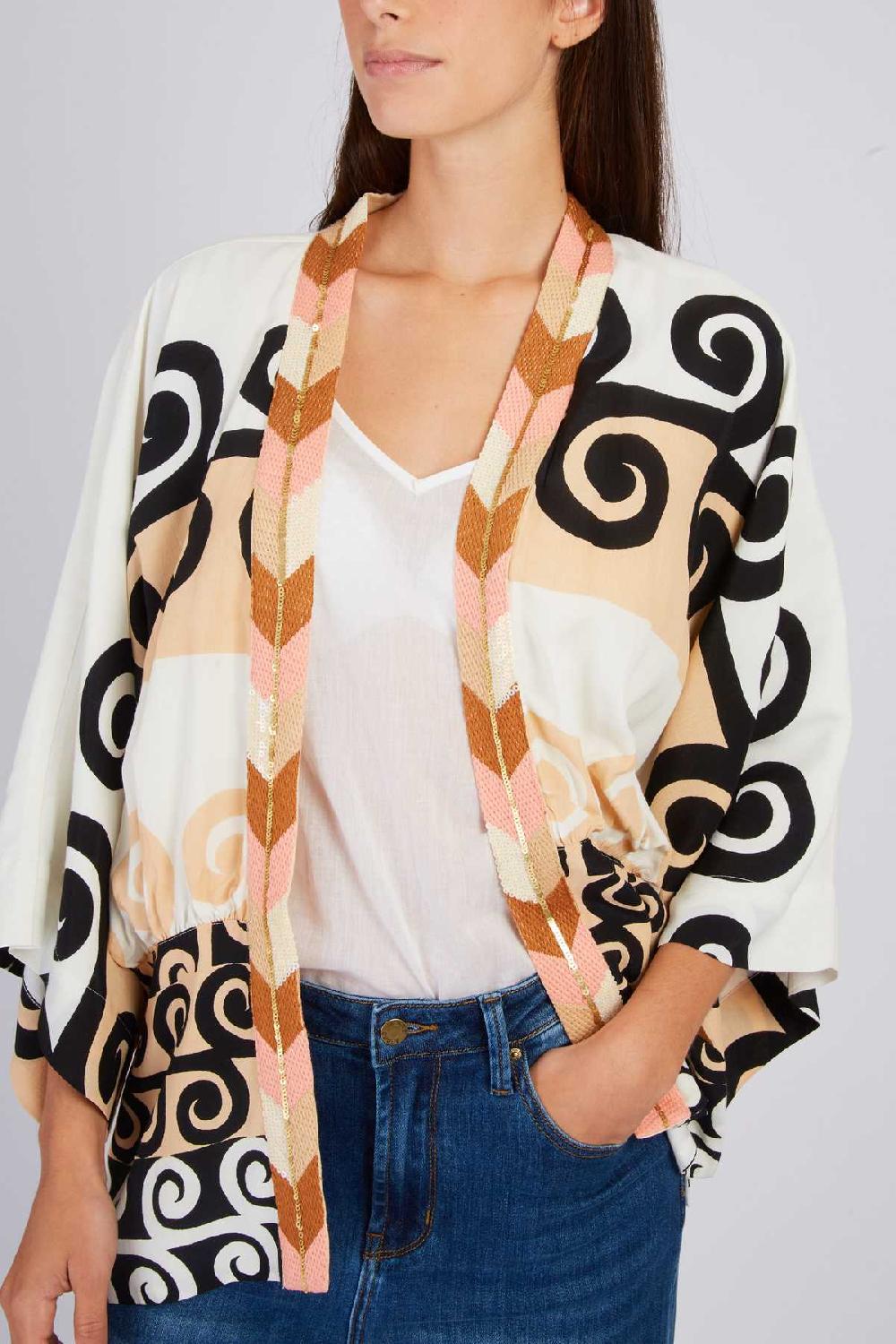 Derhy Veste Kimono Imprimé JOCONDE