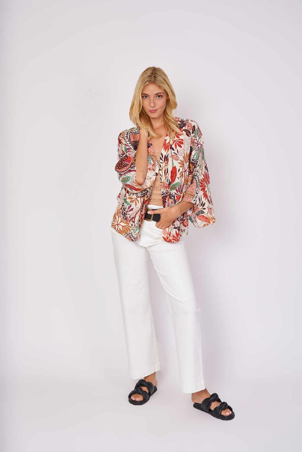 Derhy Veste Kimono Imprimée Manches 3/4 IBERIQUE