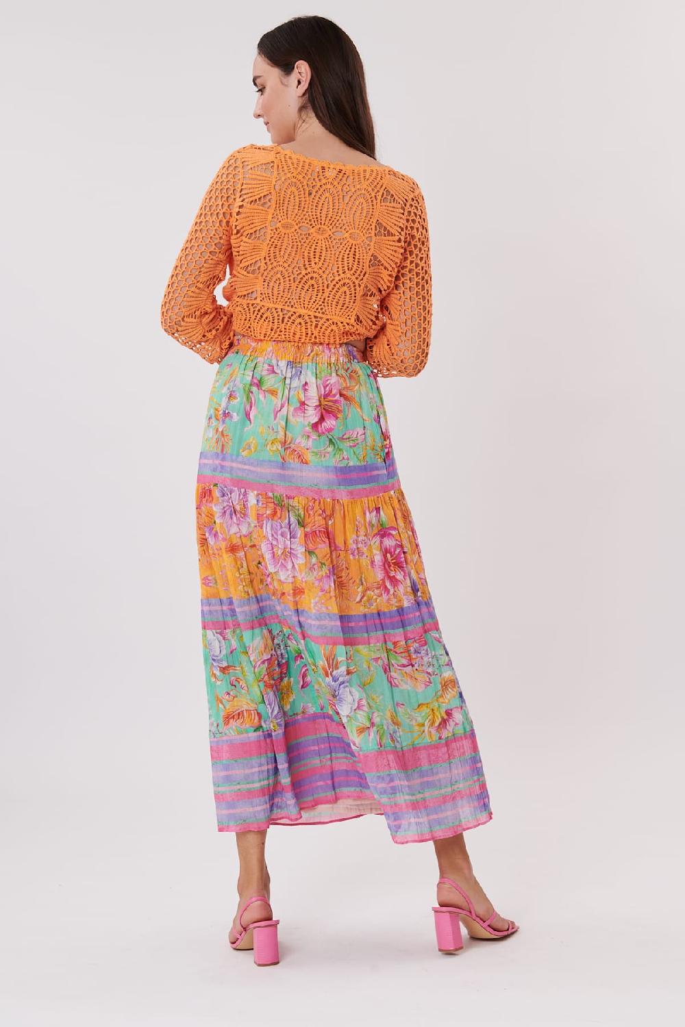 Derhy Jupe Longue Imprimée En Coton Taille élastique VALINA