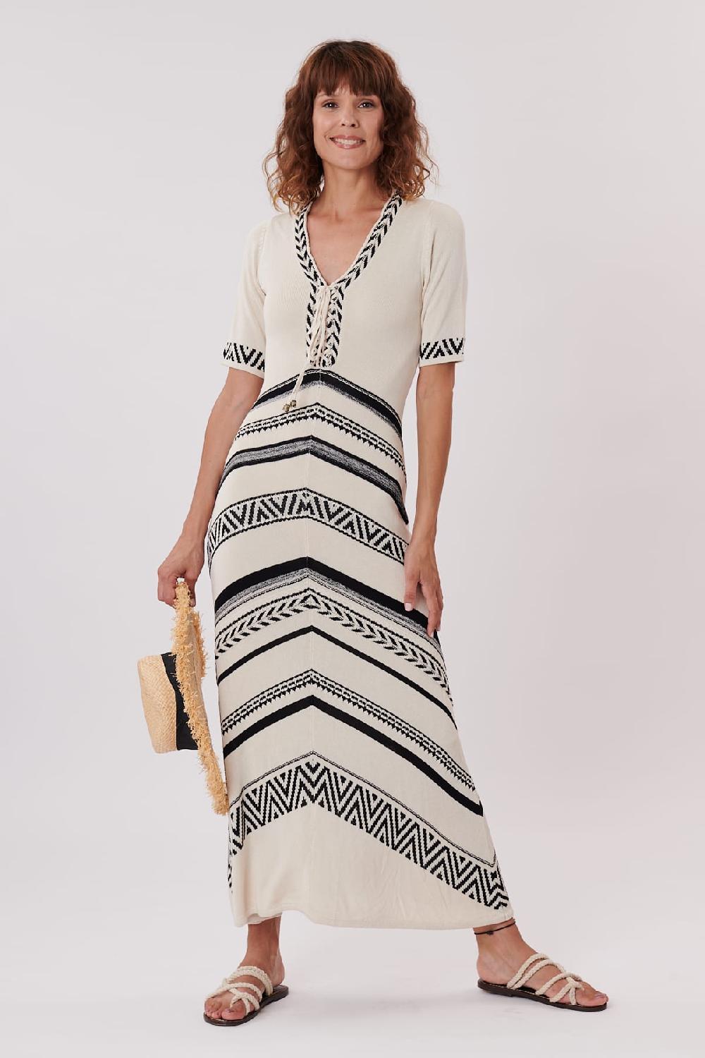 Derhy Robe Maxi Manches Courtes En Maill Jacquard HEATHER