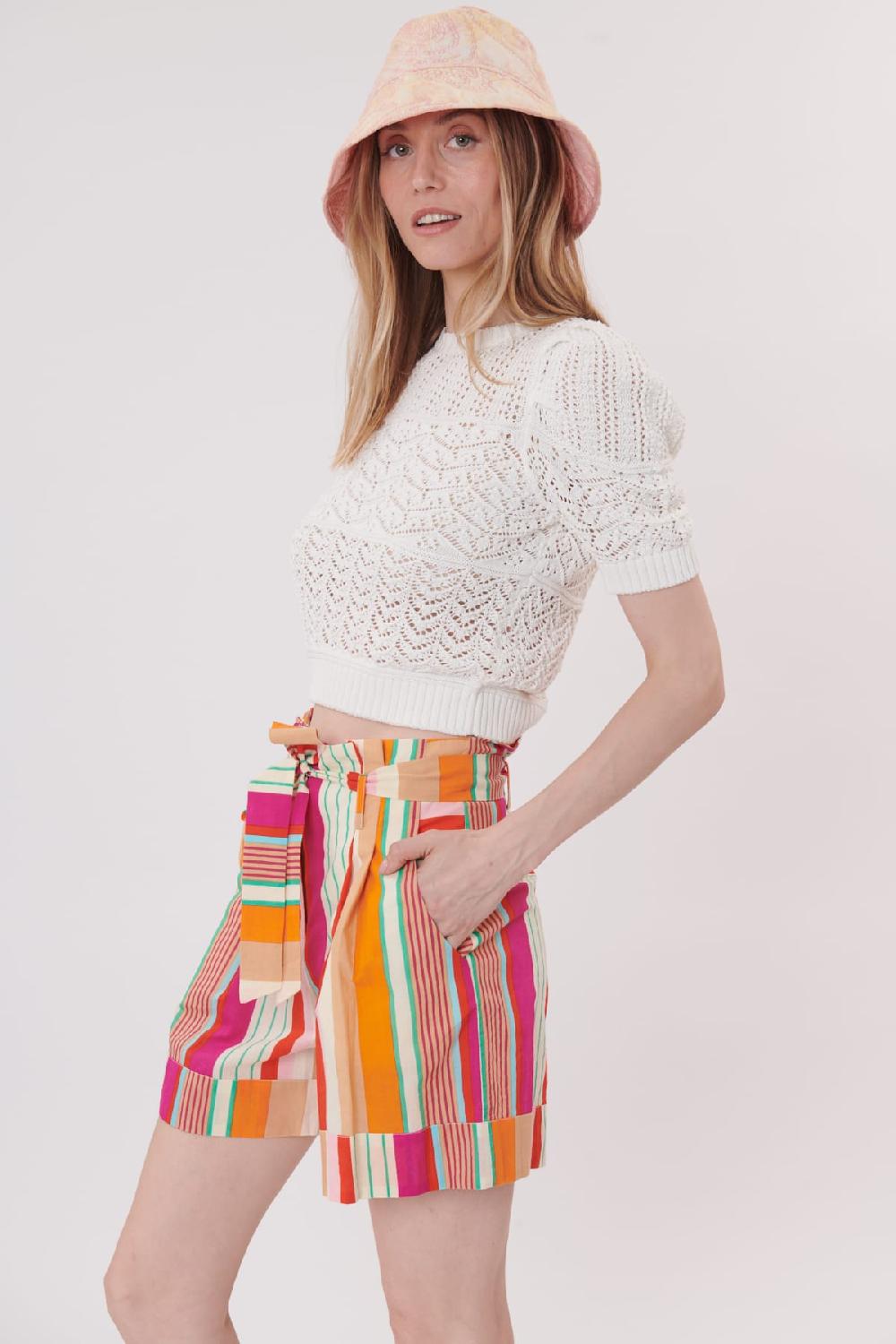 Derhy Short Ample Imprimé Rayé Avec Ceinture WALLABY