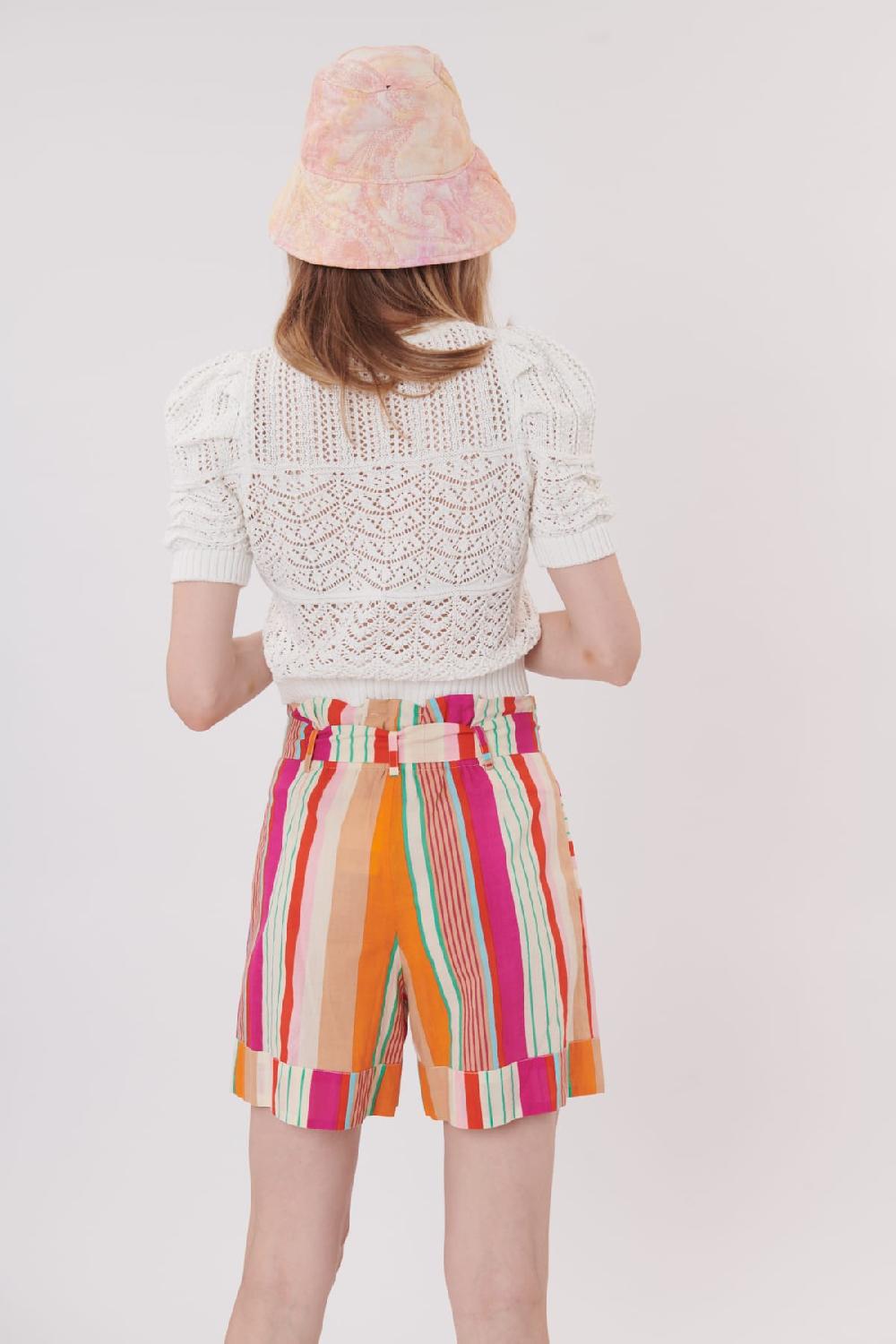 Derhy Short Ample Imprimé Rayé Avec Ceinture WALLABY